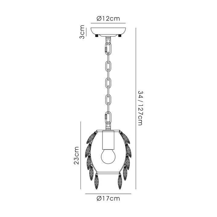 Diyas IL32838 Coniston Pendant 5 Layer 1 Light E27 Polished Chrome/Crystal