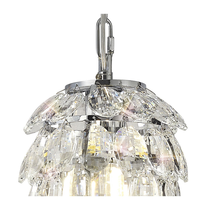 Diyas IL32838 Coniston Pendant 5 Layer 1 Light E27 Polished Chrome/Crystal