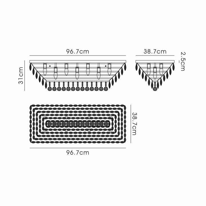 Diyas IL32825 Coniston Linear Flush Ceiling 11 Light E14 Polished Chrome/Crystal