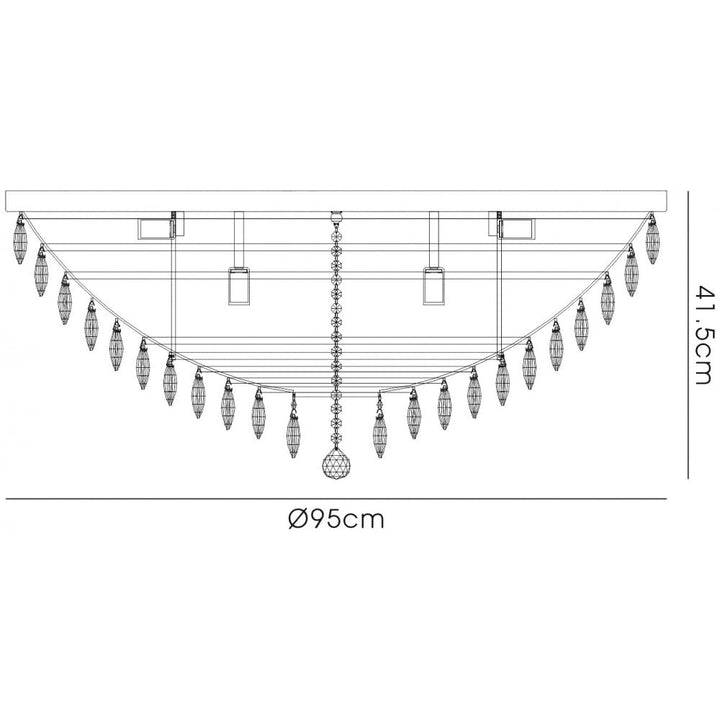 Diyas IL32815 Coniston Flush Ceiling 15 Light E14 Polished Chrome/Crystal