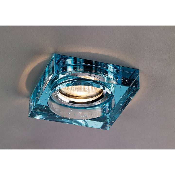 Diyas IL30832AQ Crystal Bubble Downlight Square Rim Only Aqua Cut Out: 62mm