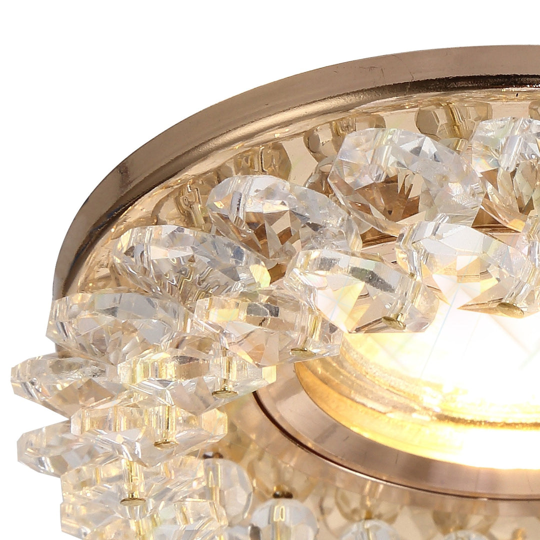 Diyas IL30805FG Crystal Cluster Downlight Round Rim Only French Gold/Clear Cut Out: 62mm