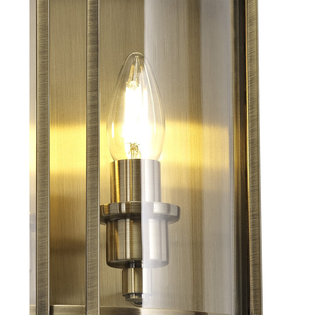 Diyas IL31096 Eaton Wall Lamp 2 Light E14 Antique Brass/Glass