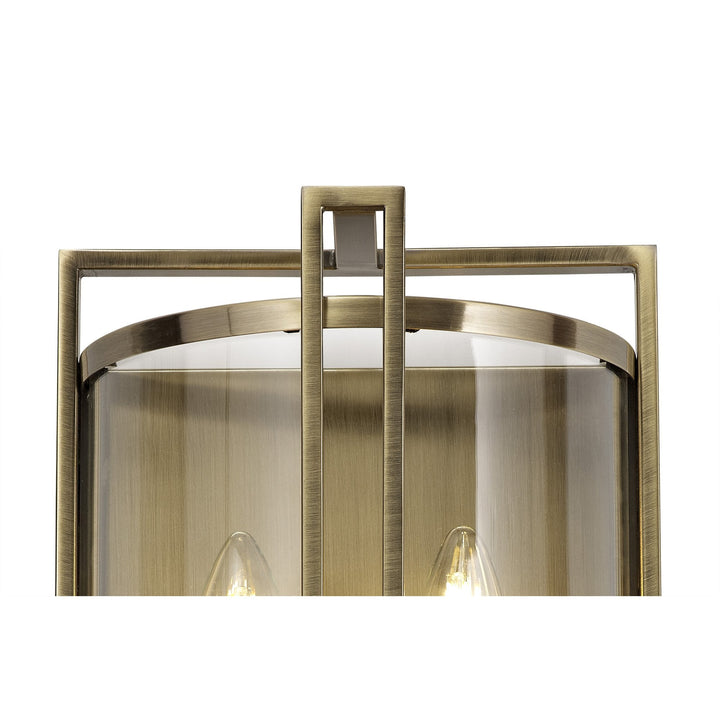 Diyas IL31096 Eaton Wall Lamp 2 Light E14 Antique Brass/Glass