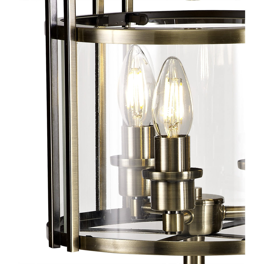 Diyas IL31097 Eaton Table Lamp 3 Light E14 Antique Brass/Glass