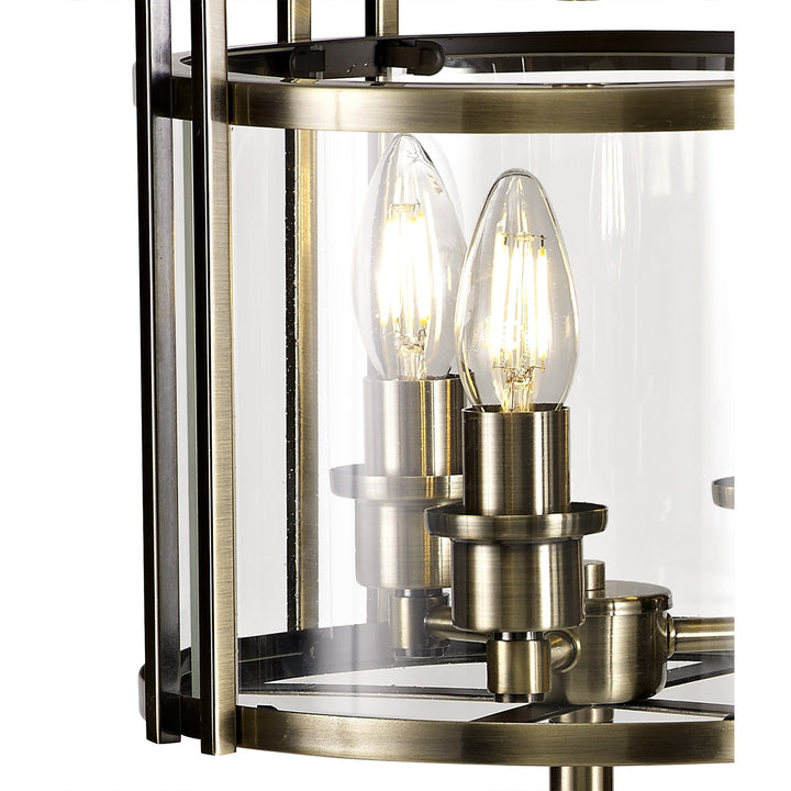 Diyas IL31097 Eaton Table Lamp 3 Light E14 Antique Brass/Glass