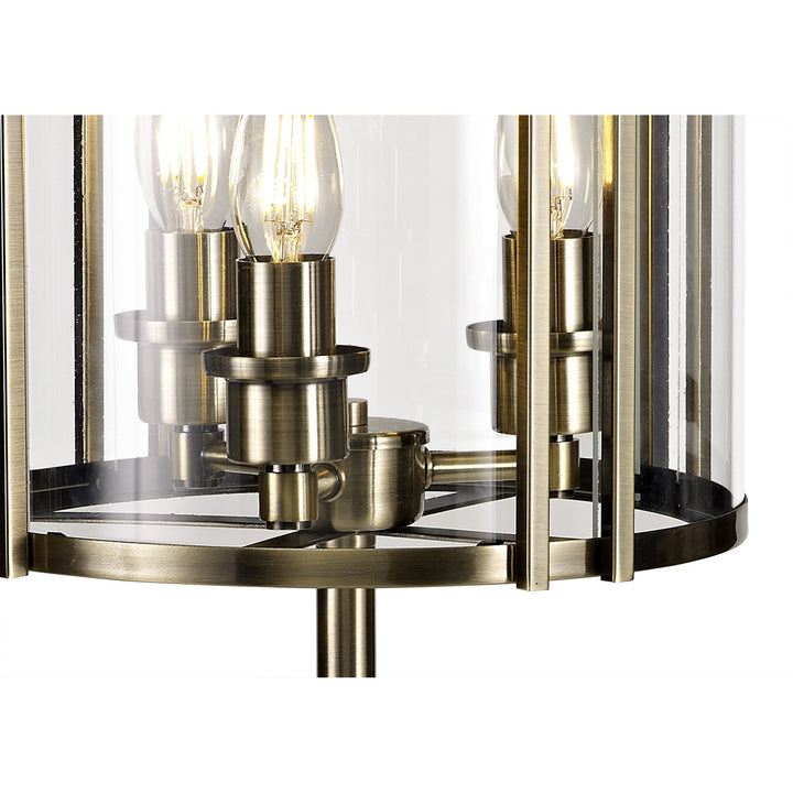 Diyas IL31097 Eaton Table Lamp 3 Light E14 Antique Brass/Glass