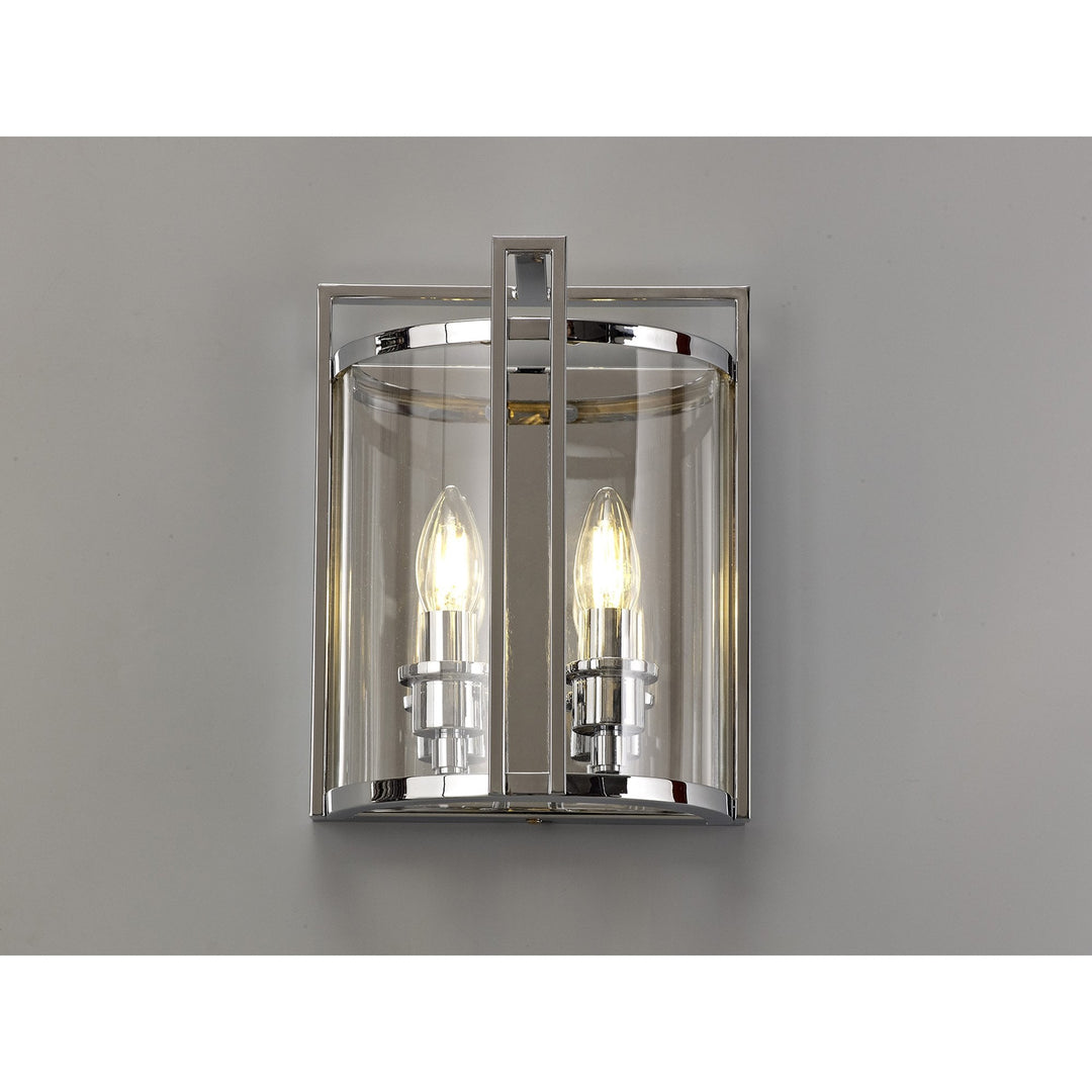 Diyas IL31086 Eaton Wall Light 2 Light E14 Polished Chrome/Glass