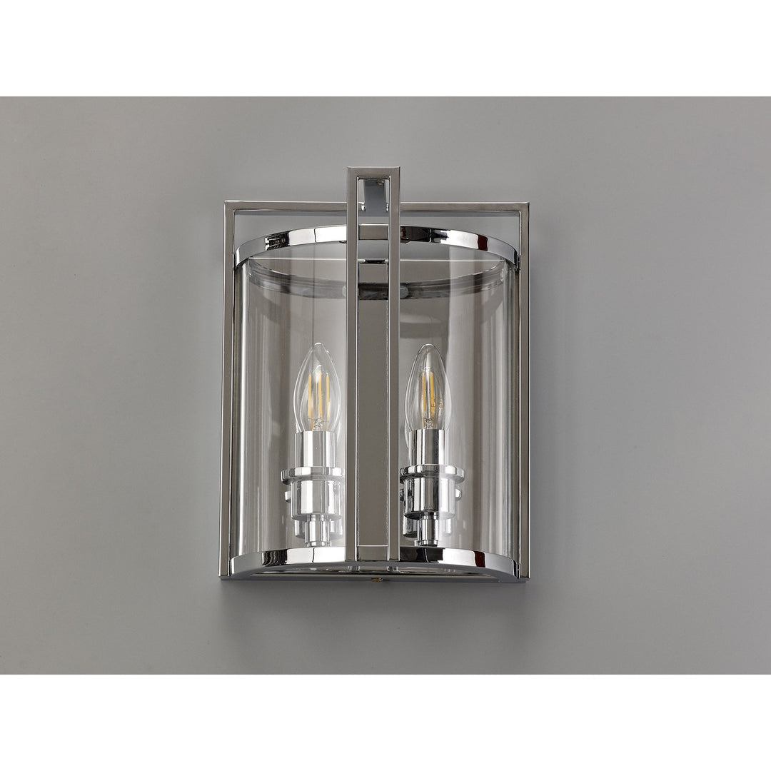 Diyas IL31086 Eaton Wall Light 2 Light E14 Polished Chrome/Glass