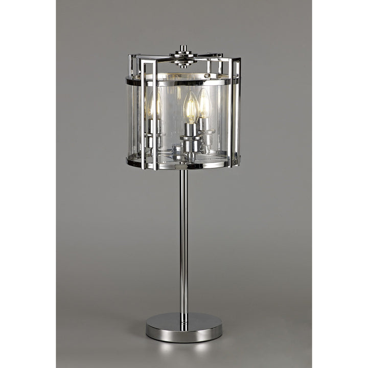 Diyas IL31087 Eaton Table Lamp 3 Light E14 Polished Chrome/Glass