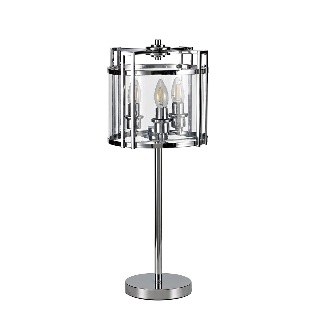 Diyas IL31087 Eaton Table Lamp 3 Light E14 Polished Chrome/Glass