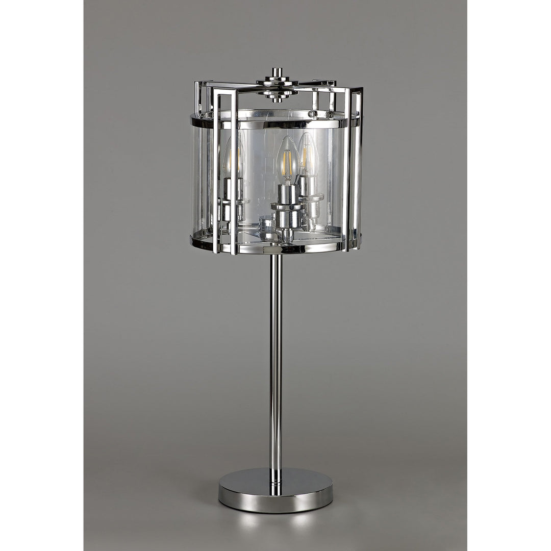 Diyas IL31087 Eaton Table Lamp 3 Light E14 Polished Chrome/Glass