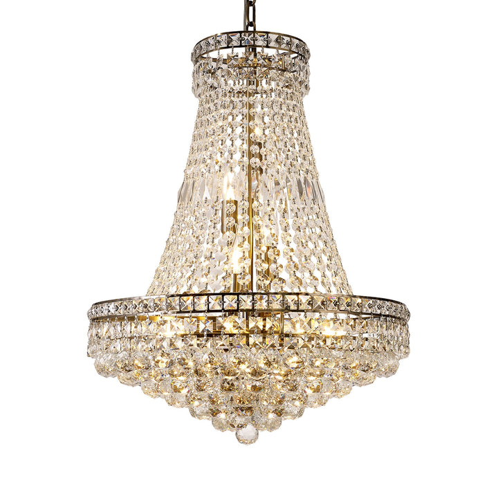 Diyas IL32091 Frances Pendant 14 Light E14 Antique Brass/Crystal