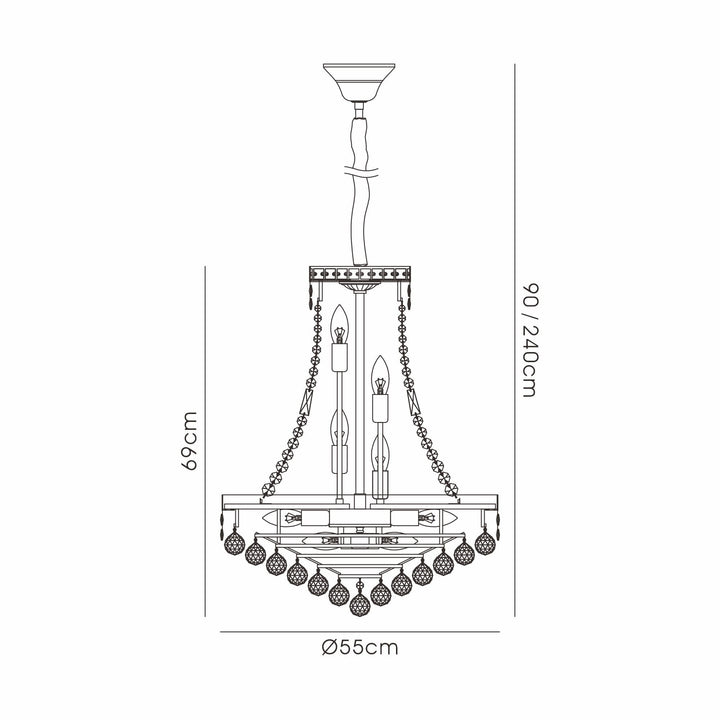 Diyas IL32091 Frances Pendant 14 Light E14 Antique Brass/Crystal