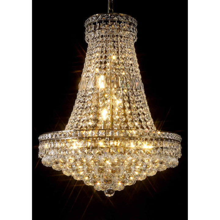 Diyas IL32091 Frances Pendant 14 Light E14 Antique Brass/Crystal