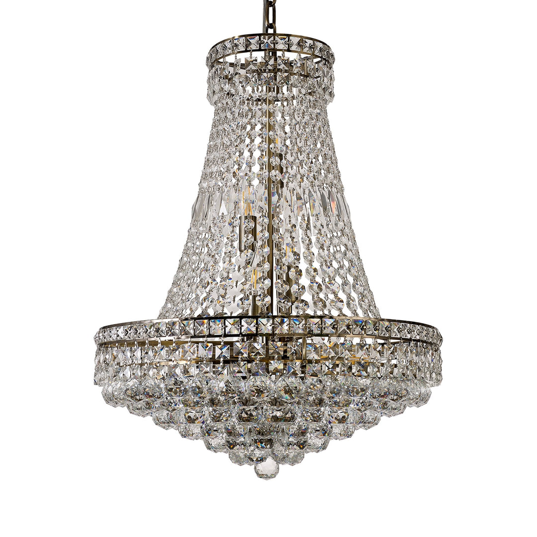 Diyas IL32091 Frances Pendant 14 Light E14 Antique Brass/Crystal