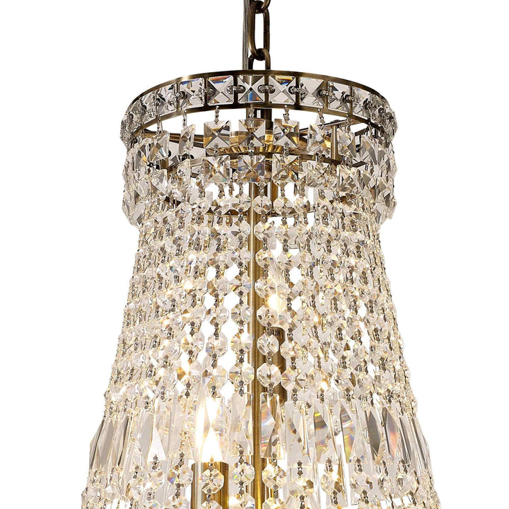 Diyas IL32091 Frances Pendant 14 Light E14 Antique Brass/Crystal