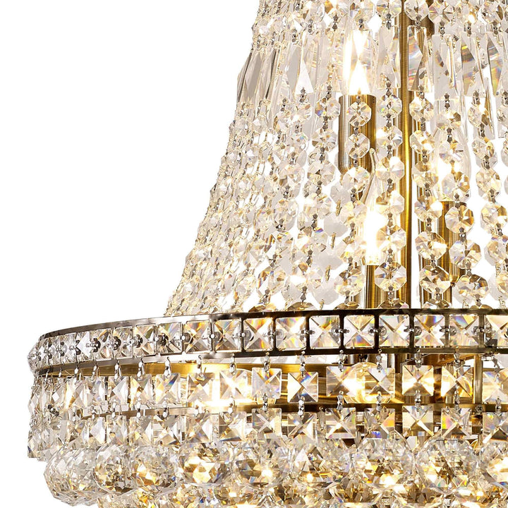 Diyas IL32091 Frances Pendant 14 Light E14 Antique Brass/Crystal