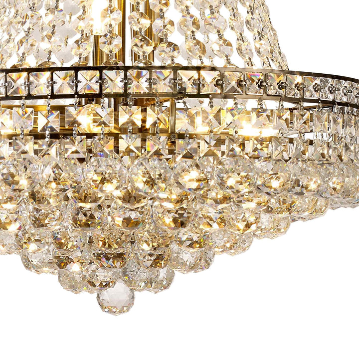 Diyas IL32091 Frances Pendant 14 Light E14 Antique Brass/Crystal