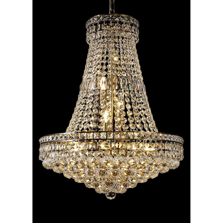 Diyas IL32091 Frances Pendant 14 Light E14 Antique Brass/Crystal