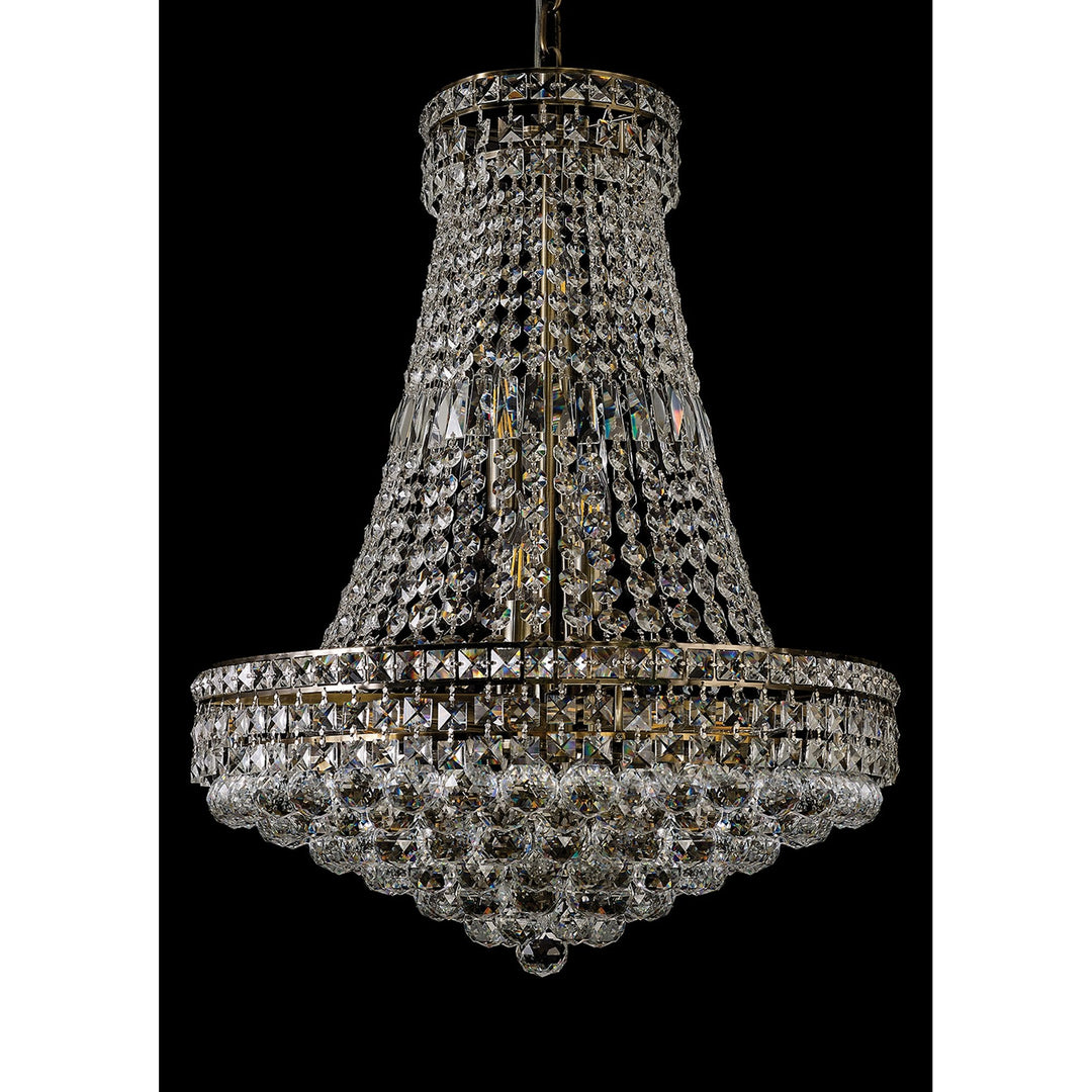 Diyas IL32091 Frances Pendant 14 Light E14 Antique Brass/Crystal