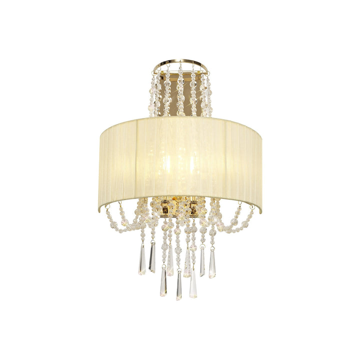 Diyas IL31756 Freida Wall Lamp Ivory Cream Shade 2 Light E14 French Gold/Crystal