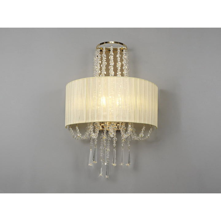 Diyas IL31756 Freida Wall Lamp Ivory Cream Shade 2 Light E14 French Gold/Crystal