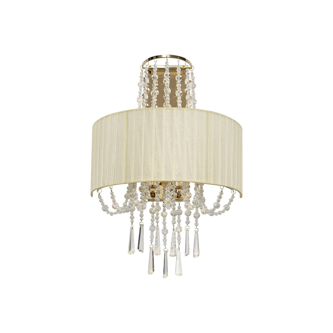 Diyas IL31756 Freida Wall Lamp Ivory Cream Shade 2 Light E14 French Gold/Crystal