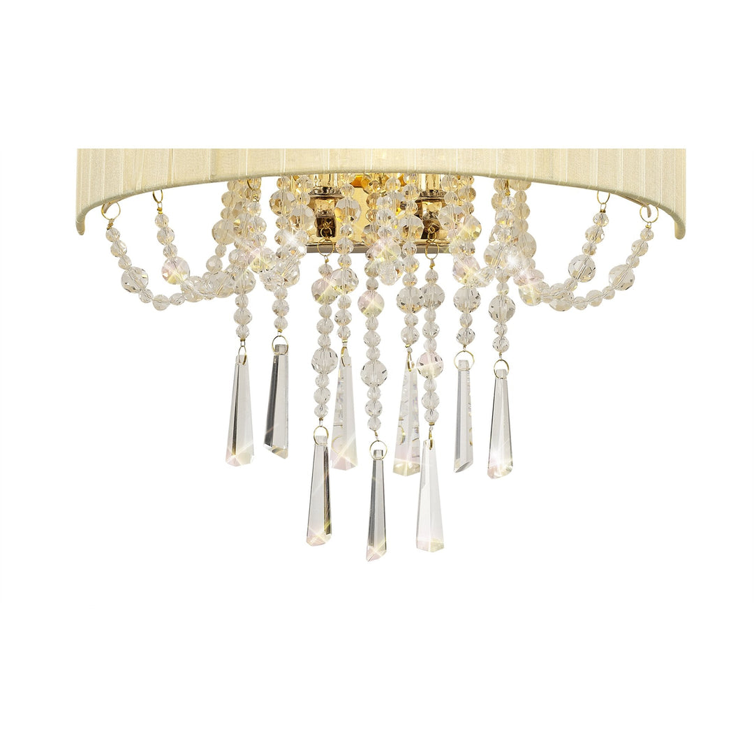 Diyas IL31756 Freida Wall Lamp Ivory Cream Shade 2 Light E14 French Gold/Crystal