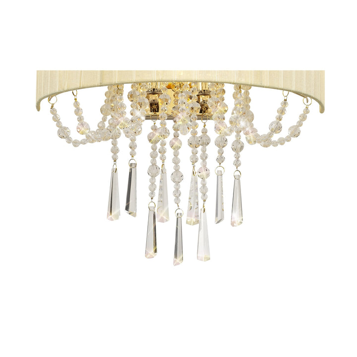 Diyas IL31756 Freida Wall Lamp Ivory Cream Shade 2 Light E14 French Gold/Crystal