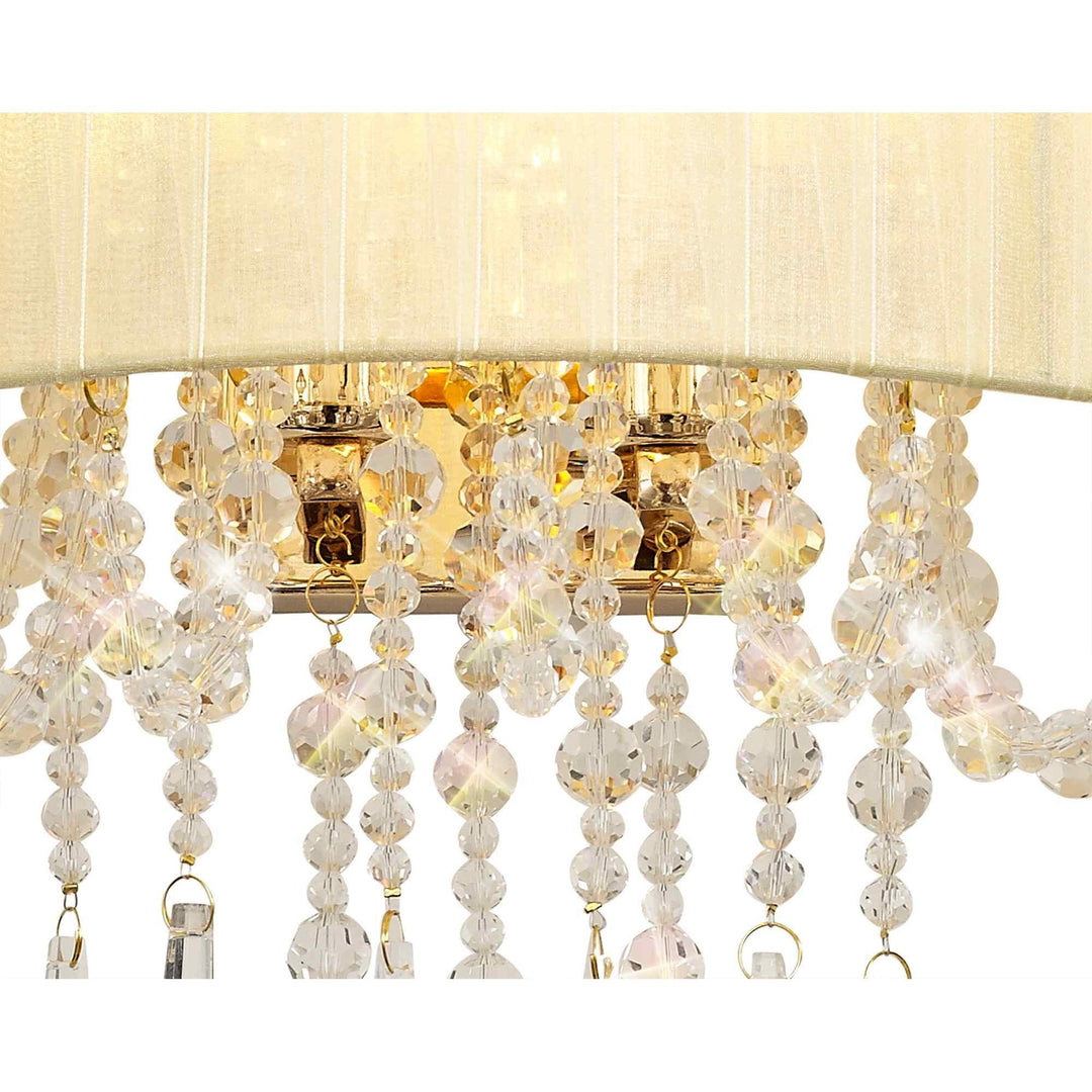 Diyas IL31756 Freida Wall Lamp Ivory Cream Shade 2 Light E14 French Gold/Crystal