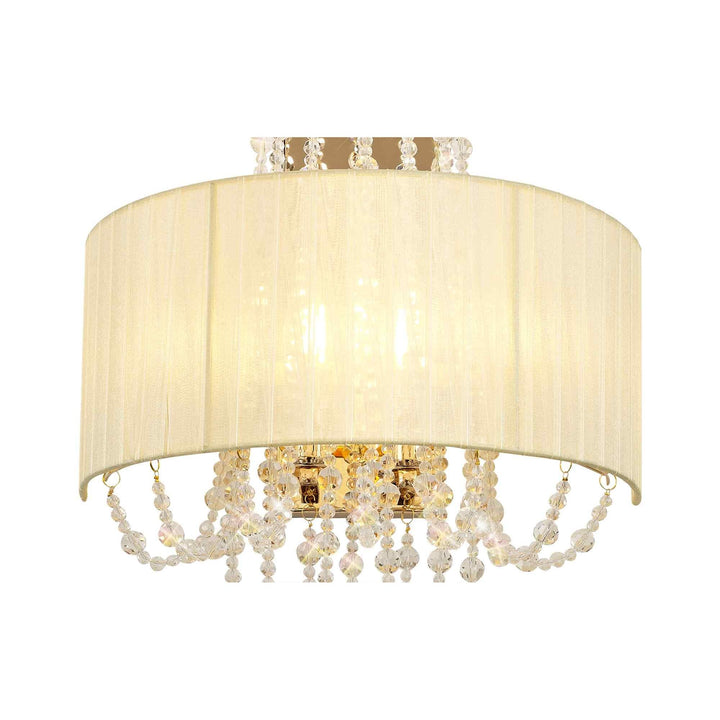 Diyas IL31756 Freida Wall Lamp Ivory Cream Shade 2 Light E14 French Gold/Crystal