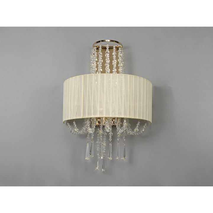 Diyas IL31756 Freida Wall Lamp Ivory Cream Shade 2 Light E14 French Gold/Crystal