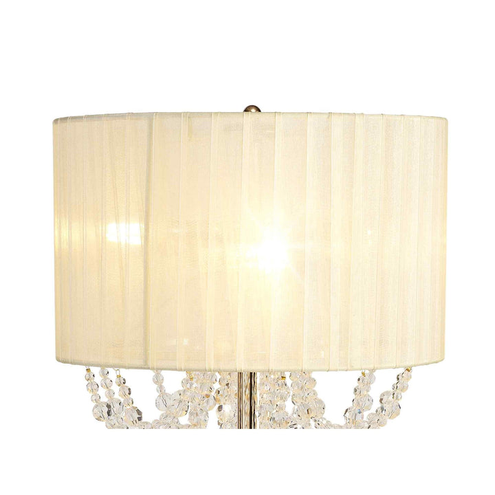 Diyas IL31759 Freida Table Lamp Ivory Cream Shade 3 Light E14 French Gold/Crystal