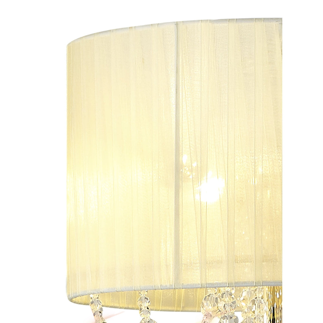 Diyas IL31763 Freida Floor Lamp Ivory Cream Shade 3 Light E14 French Gold/Crystal