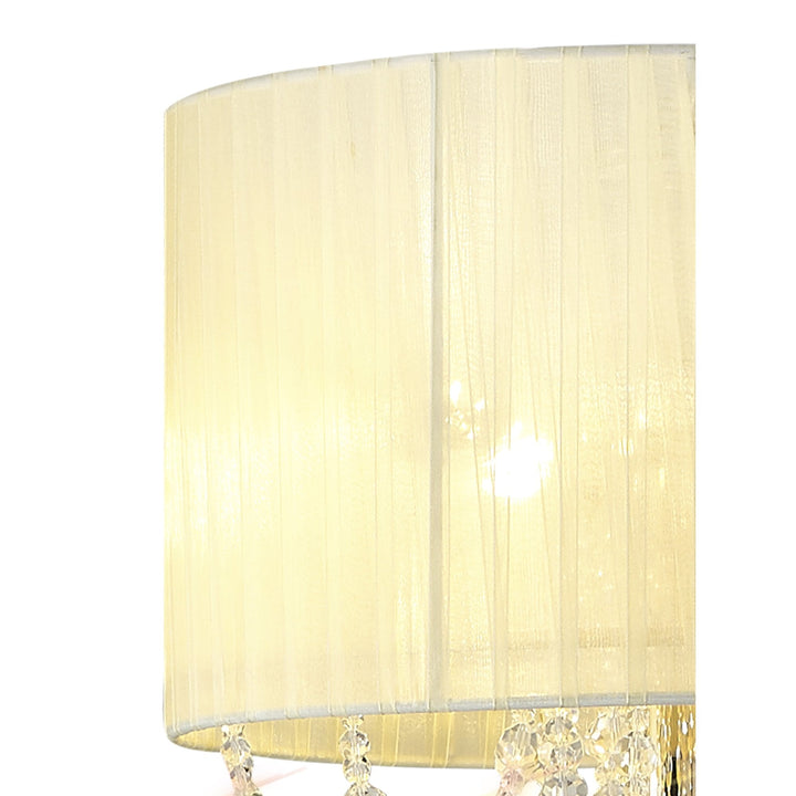 Diyas IL31763 Freida Floor Lamp Ivory Cream Shade 3 Light E14 French Gold/Crystal