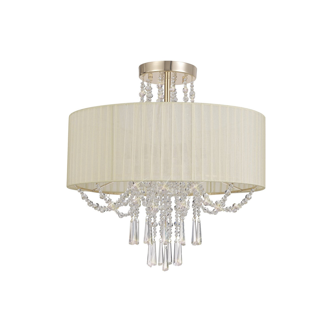 Diyas IL31757 Freida Semi Flush Ivory Cream Shade 6 Light E14 French Gold/Crystal