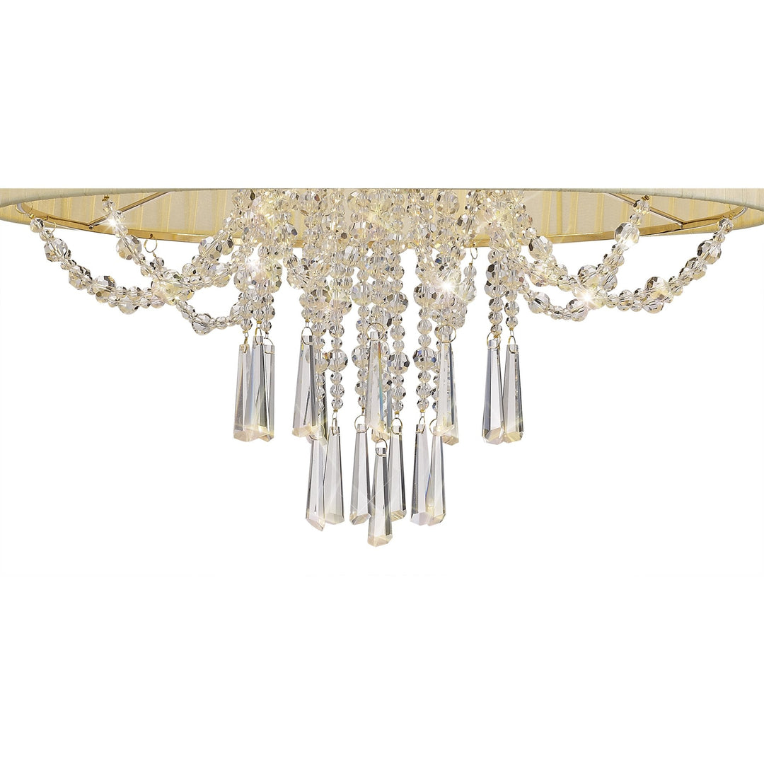 Diyas IL31757 Freida Semi Flush Ivory Cream Shade 6 Light E14 French Gold/Crystal