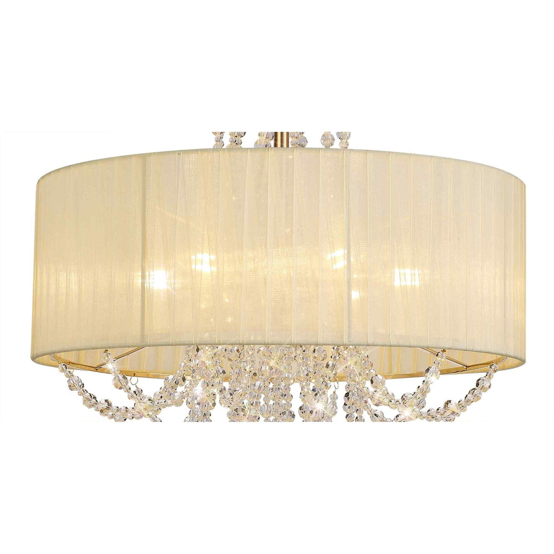 Diyas IL31757 Freida Semi Flush Ivory Cream Shade 6 Light E14 French Gold/Crystal