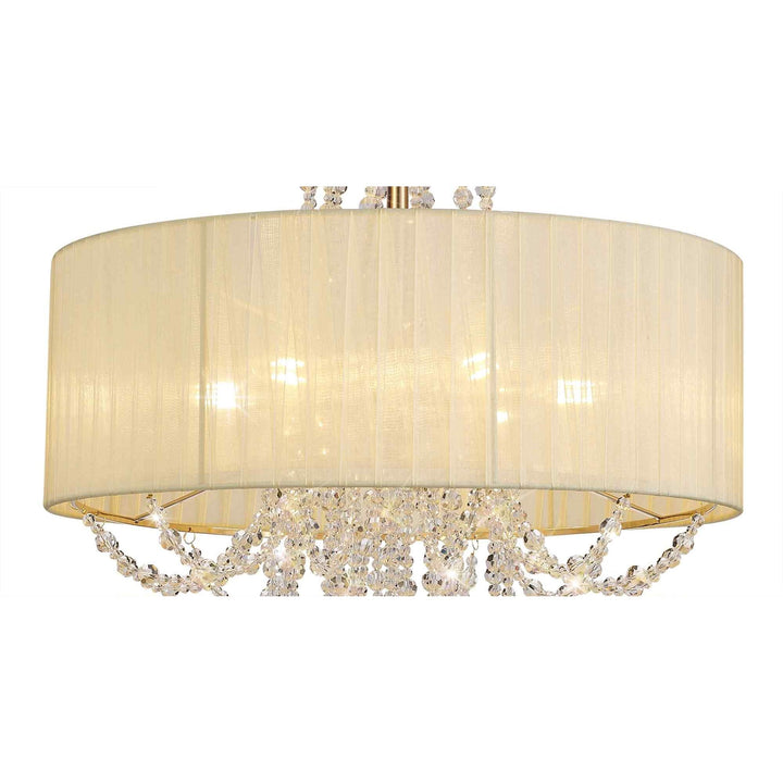 Diyas IL31757 Freida Semi Flush Ivory Cream Shade 6 Light E14 French Gold/Crystal