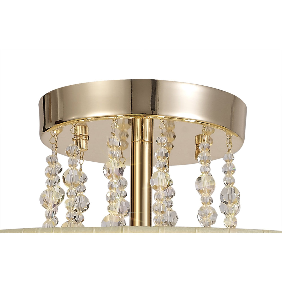 Diyas IL31757 Freida Semi Flush Ivory Cream Shade 6 Light E14 French Gold/Crystal