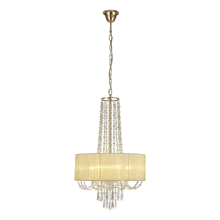 Diyas IL31758 Freida Pendant Ivory Cream Shade 6 Light E14 French Gold/Crystal