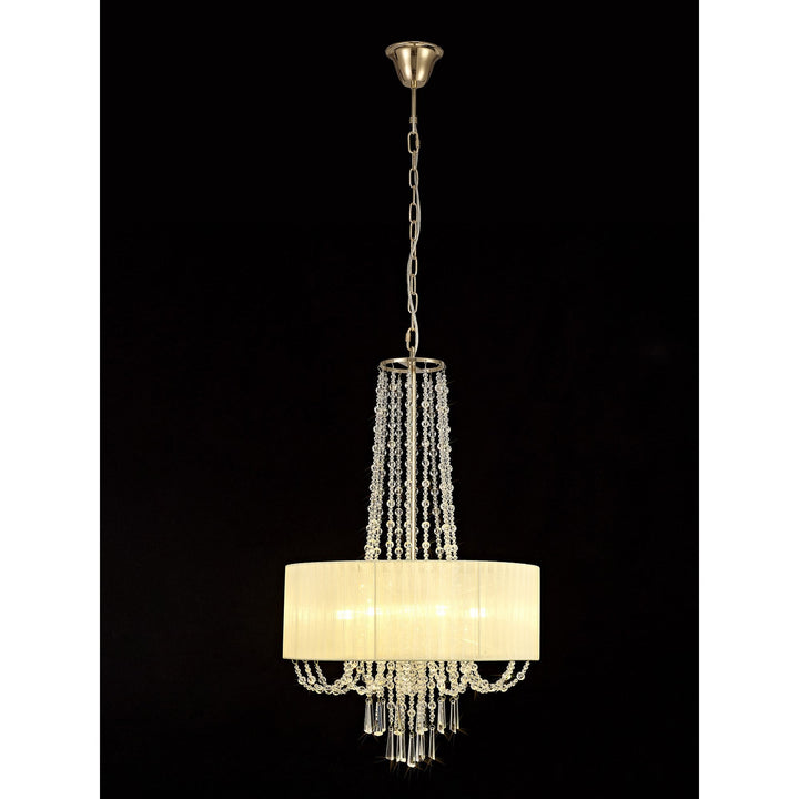 Diyas IL31758 Freida Pendant Ivory Cream Shade 6 Light E14 French Gold/Crystal