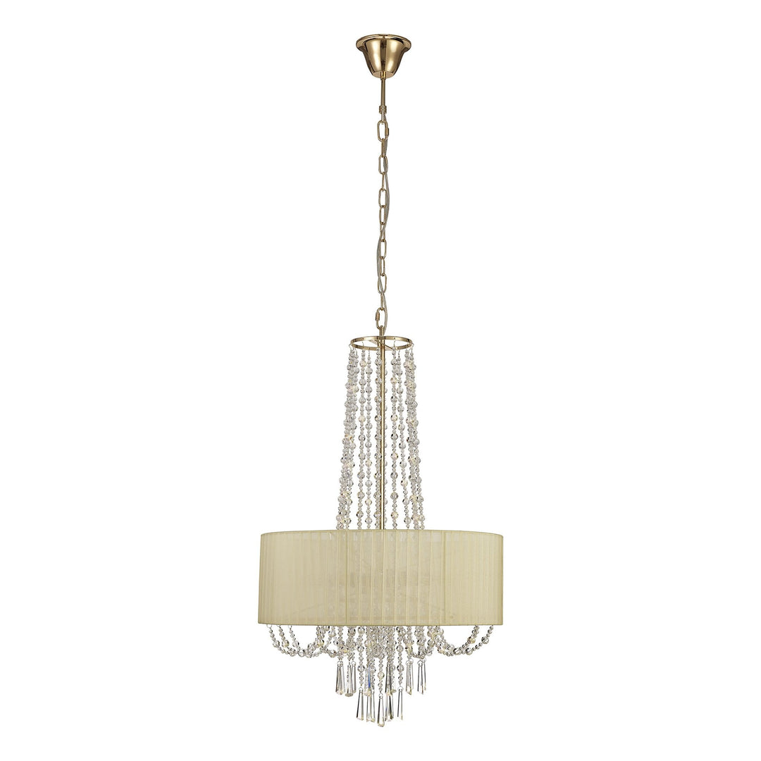 Diyas IL31758 Freida Pendant Ivory Cream Shade 6 Light E14 French Gold/Crystal