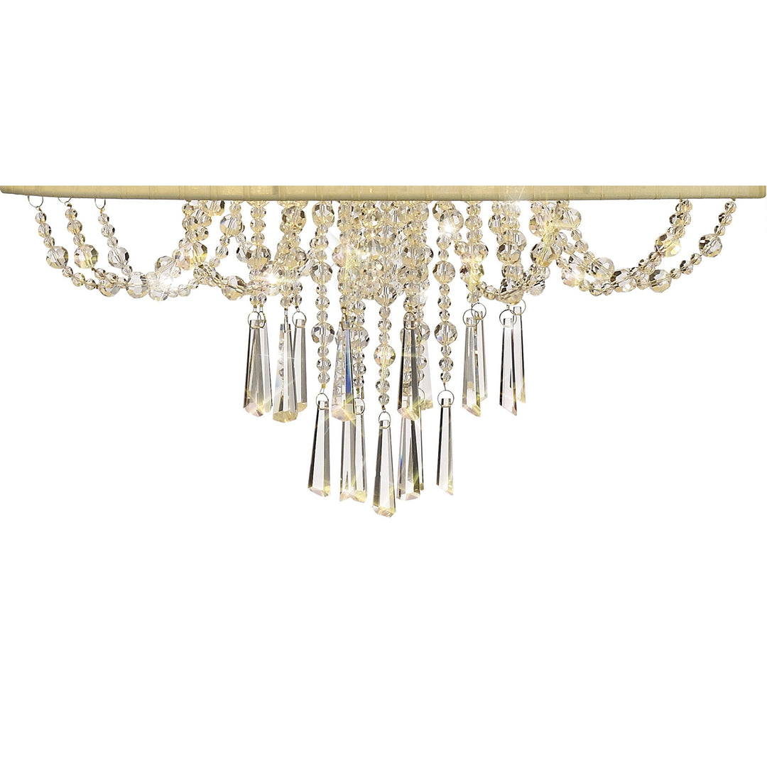 Diyas IL31758 Freida Pendant Ivory Cream Shade 6 Light E14 French Gold/Crystal