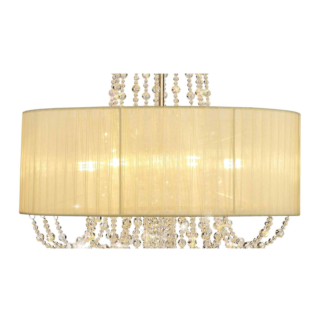 Diyas IL31758 Freida Pendant Ivory Cream Shade 6 Light E14 French Gold/Crystal