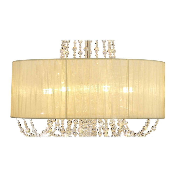 Diyas IL31758 Freida Pendant Ivory Cream Shade 6 Light E14 French Gold/Crystal