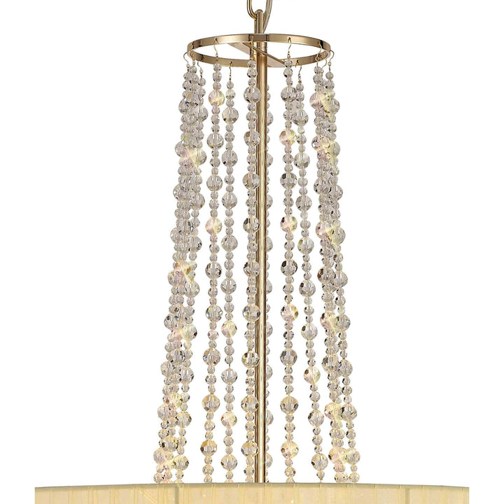 Diyas IL31758 Freida Pendant Ivory Cream Shade 6 Light E14 French Gold/Crystal