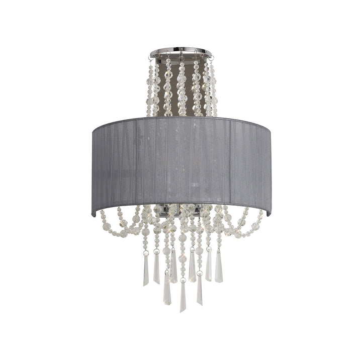 Diyas IL31746/GY Freida Wall Lamp Grey Shade 2 Light E14 Polished Chrome/Crystal