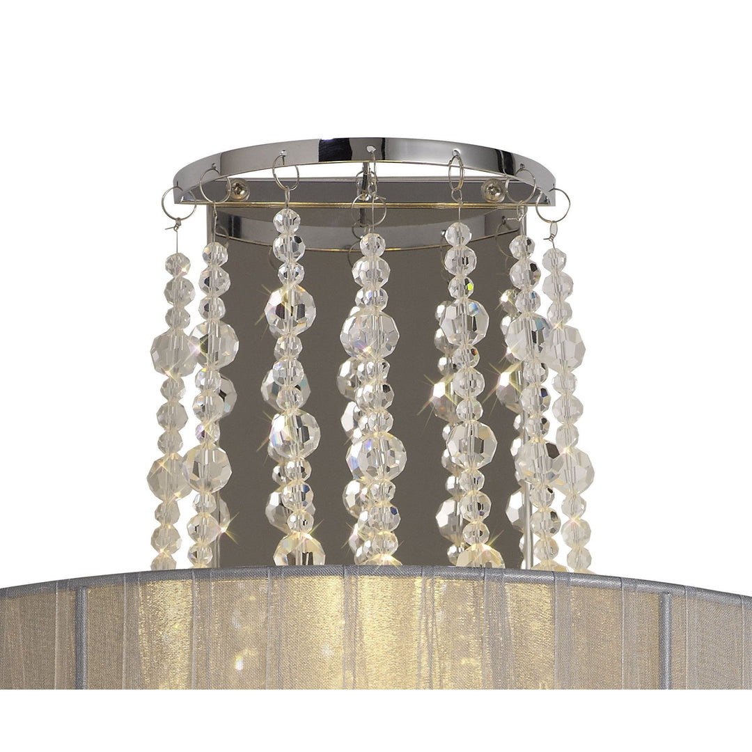 Diyas IL31746/GY Freida Wall Lamp Grey Shade 2 Light E14 Polished Chrome/Crystal